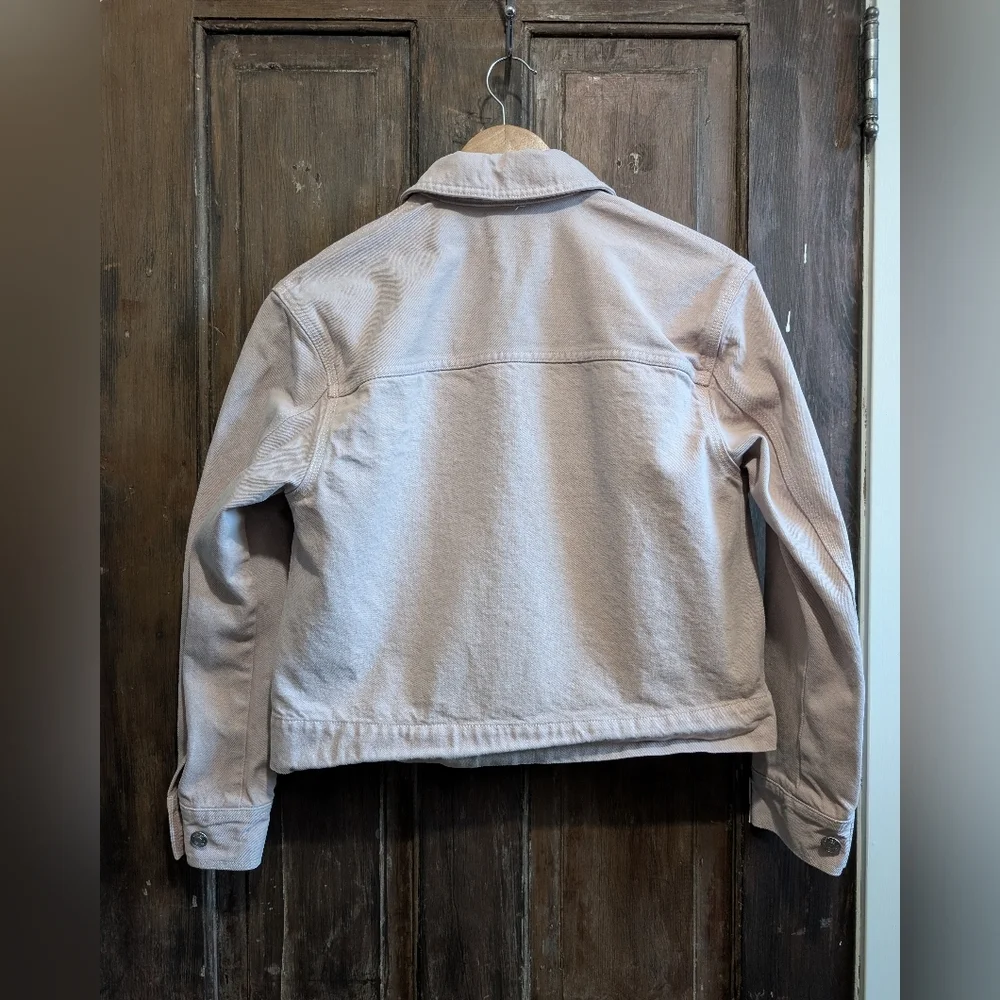 Wilfred Blush Pink Minimalist Cropped Denim Jacket, Size XXS - Picture 12 of 13